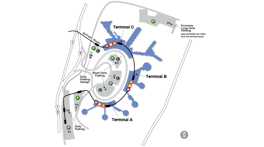 Mappa dell'aeroporto Newark Liberty - Foto da www.panynj.gov